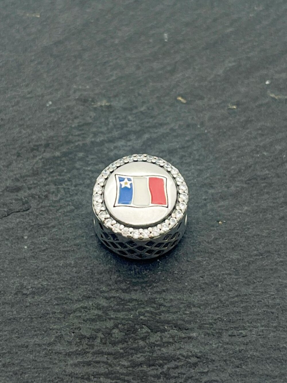 Pandora Vive L'Acadie Flag Bead Charm Sterling Silver Jewelry
